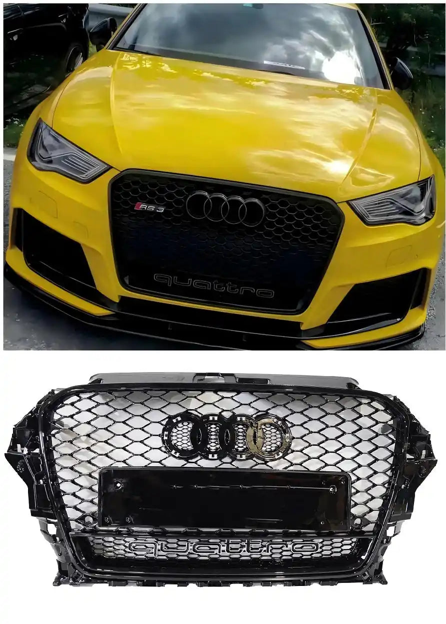 Honeycomb Grille for Audi A3 / S3 8V 2012-2015 Prefacelift Q Gloss Black Secondary image