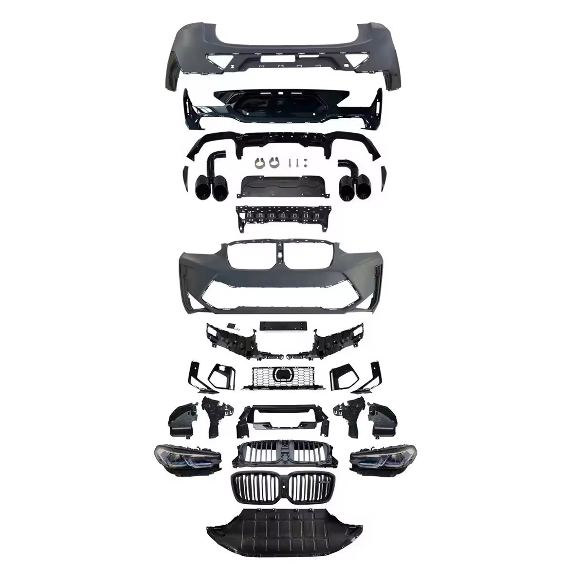 Complete Bodykit for BMW x4 G02 to X4M F98 LCI Front & Rear Bumper, Lights Front, Grille, Exhaust Tips Main image