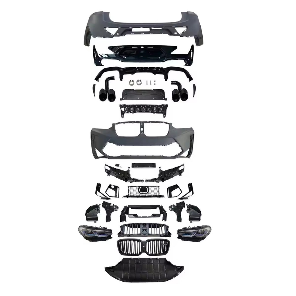 Complete Bodykit for BMW x4 G02 to X4M F98 LCI Front & Rear Bumper, Lights Front, Grille, Exhaust Tips