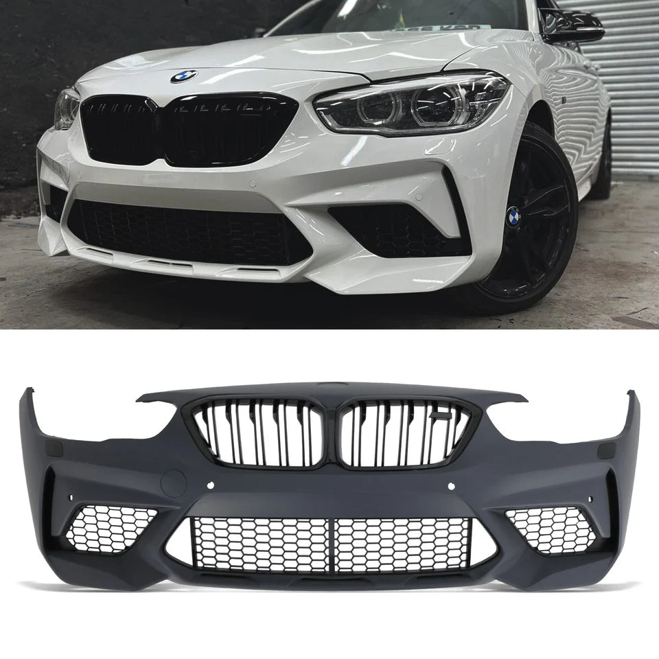 FULL FRONT BUMPER M2 STYLE GLOSS BLACK TRIM FOR BMW 1 SERIES F20 LCI Main image