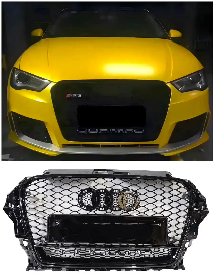 Honeycomb Grille for Audi A3 / S3 8V 2012-2015 Prefacelift Q Gloss Black