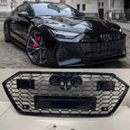 Honeycomb Grill for Audi A7 / S7 2019-2024 C8 Grille in Gloss Black ACC RADAR