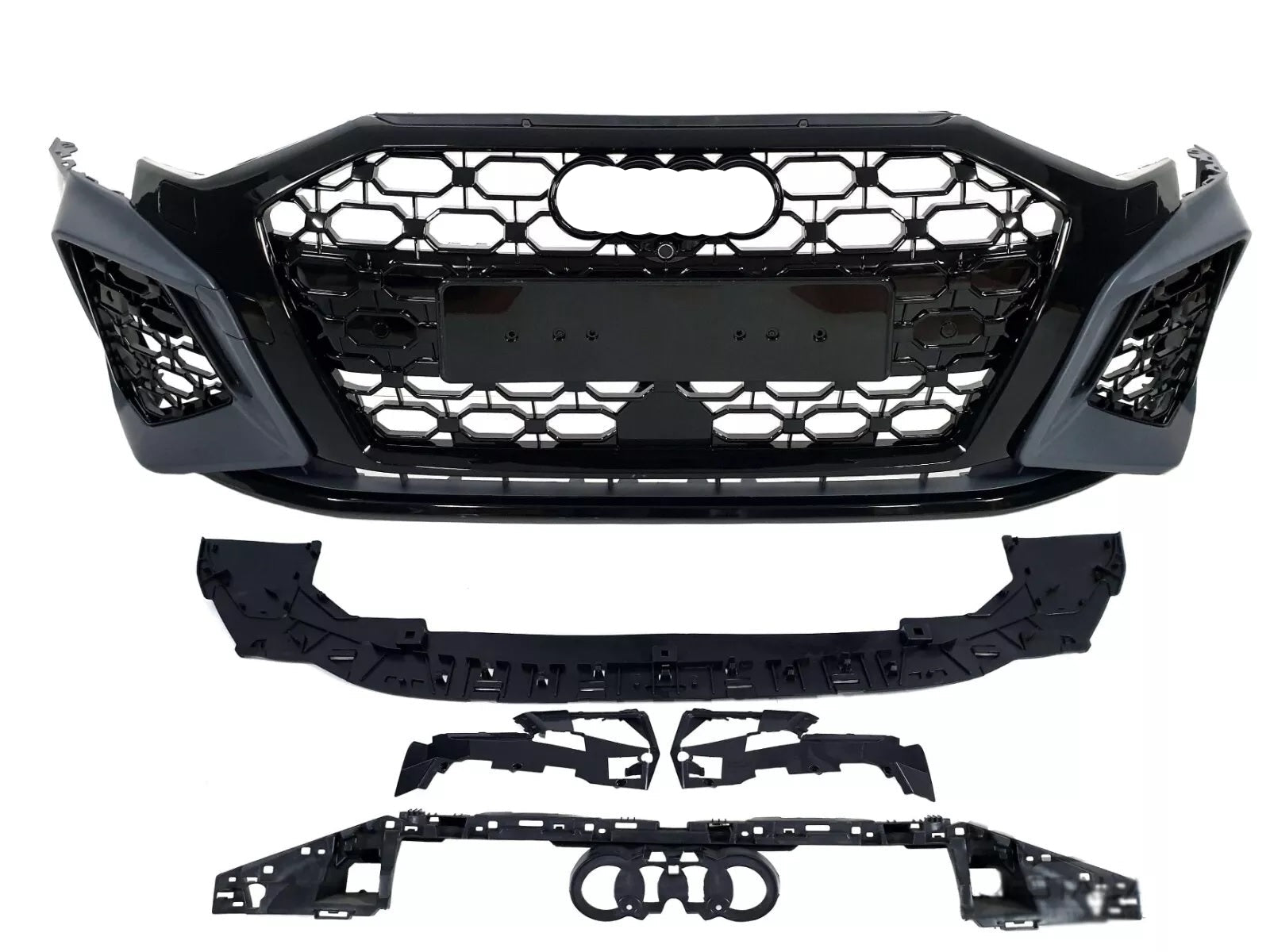 Front Bumper For Audi A3 / S3 8Y 2020-2024 Prefacelift RS3 Style Honeycomb Grills