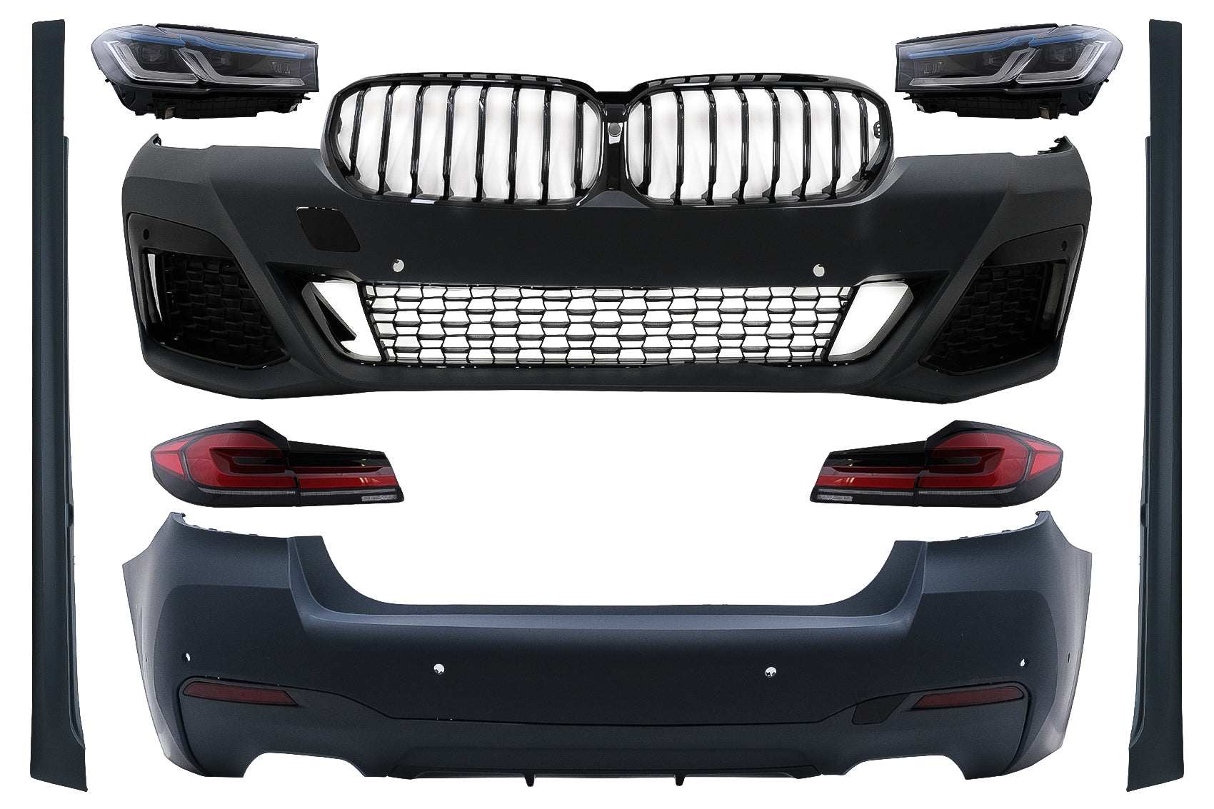 Complete Bodykit for BMW G30 17-20 to G30 LCI M Sport 2022 Front & Rear Bumpers, Side Skirts, Front & Rear Lights, Grille