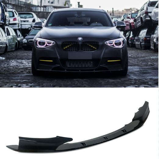 FRONT SPLITTER M-SPORT STYLE GLOSS BLACK TRIM FOR BMW 1 SERIES F20 LCI Main image