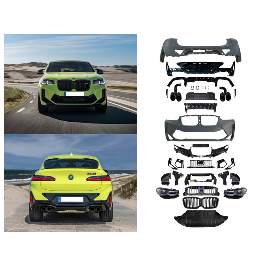 Complete Bodykit for BMW x4 G02 to X4M F98 LCI Front & Rear Bumper, Lights Front, Grille, Exhaust Tips