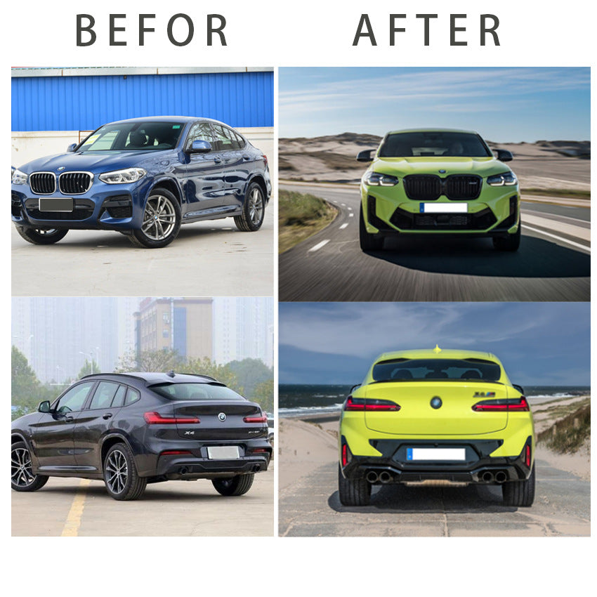 Complete Bodykit for BMW x4 G02 to X4M F98 LCI Front & Rear Bumper, Lights Front, Grille, Exhaust Tips