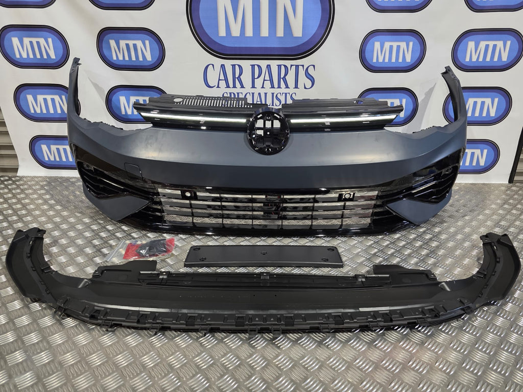 NEW FRONT BUMPER FOR VW GOLF MK8 R LINE WITH LOWER GUARD AND LED GRILL