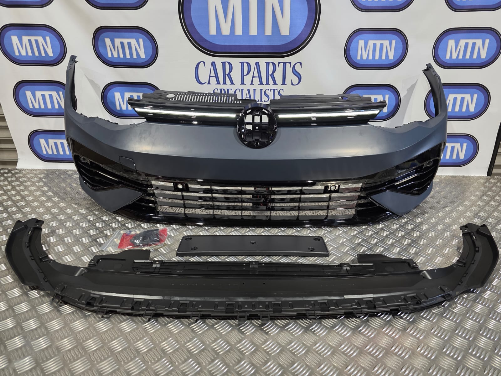 NEW FRONT BUMPER FOR VW GOLF MK8 R LINE WITH LOWER GUARD AND LED GRILL