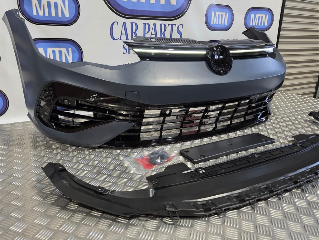 NEW FRONT BUMPER FOR VW GOLF MK8 R LINE WITH LOWER GUARD AND LED GRILL