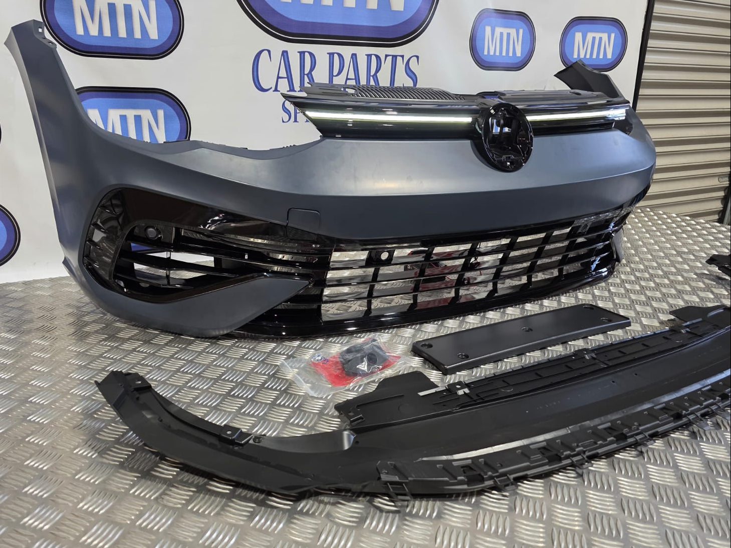 NEW FRONT BUMPER FOR VW GOLF MK8 R LINE WITH LOWER GUARD AND LED GRILL
