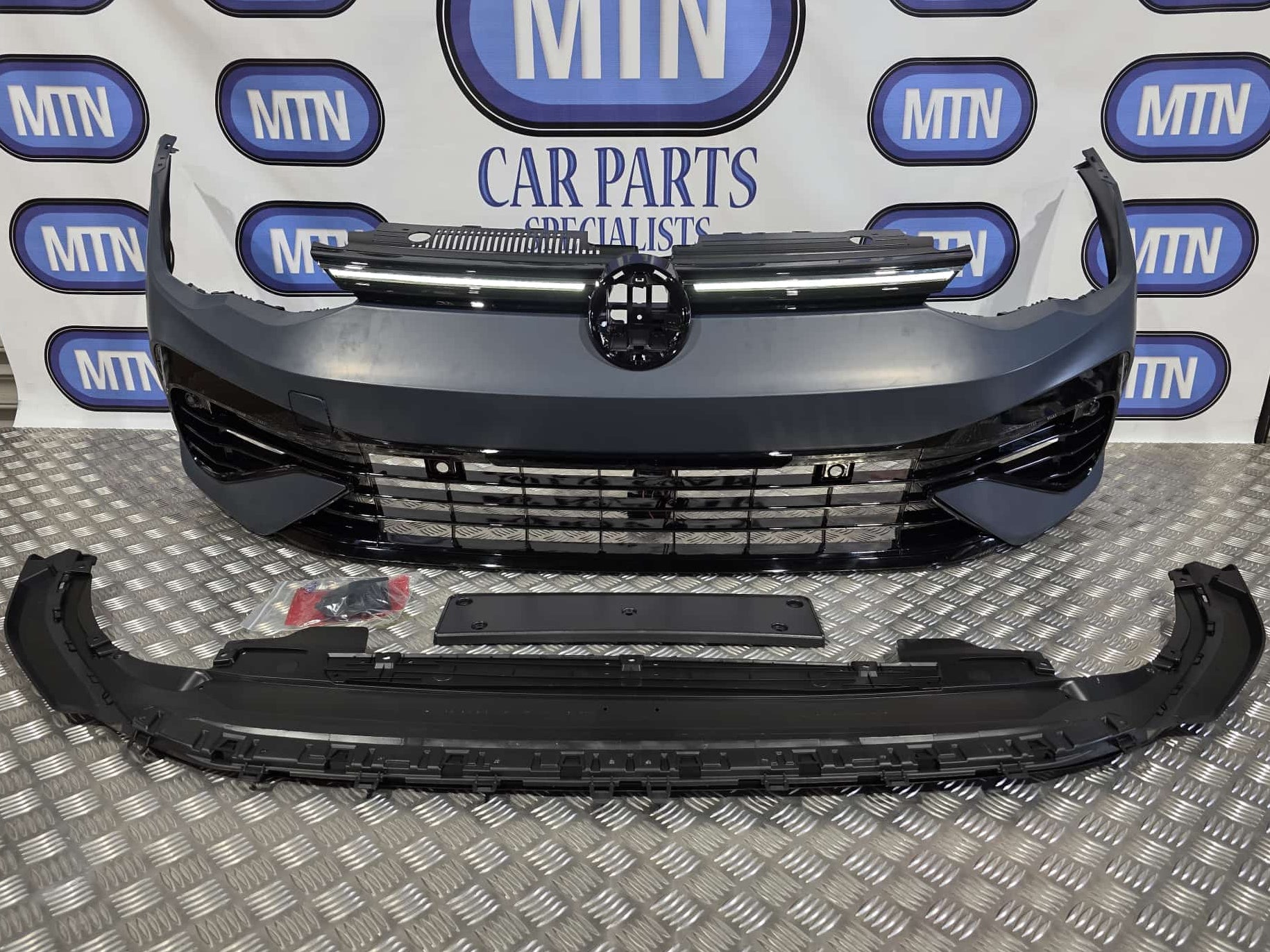 NEW FRONT BUMPER FOR VW GOLF MK8 R LINE WITH LOWER GUARD AND LED GRILL