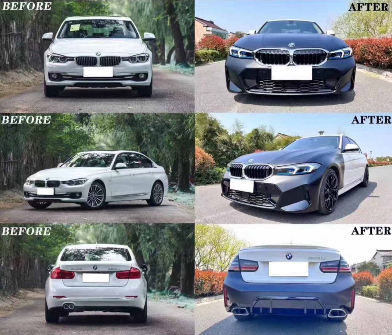 Complete Bodykit for BMW F30 to G20 LCI Front & Rear Bumper, Side Skirts, Front Wings, Bonnet, Lights Front & Back, Grille Secondary image