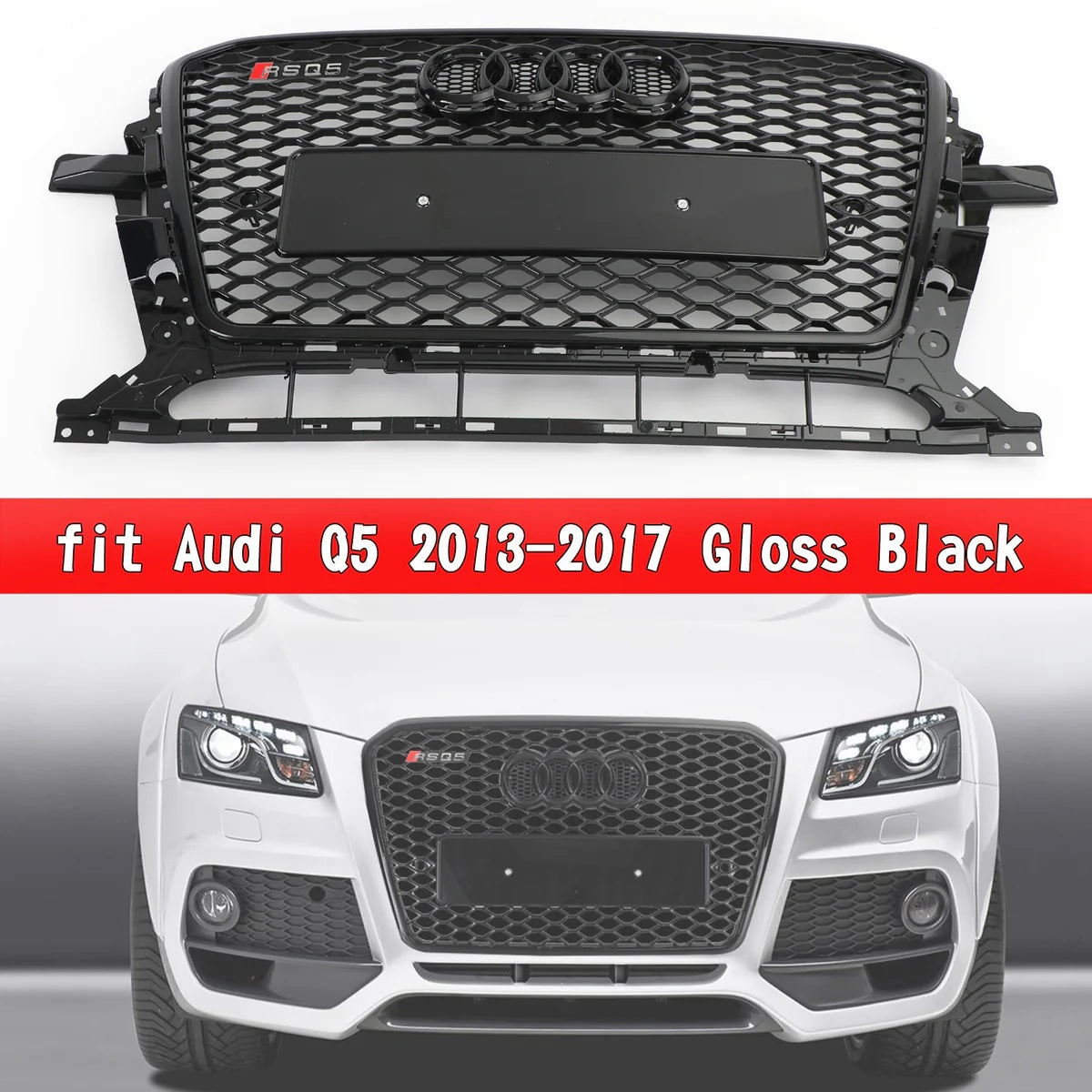 Honeycomb Grill for Audi Q5 / SQ5 2013-2016 Prefacelift Grille Gloss Black