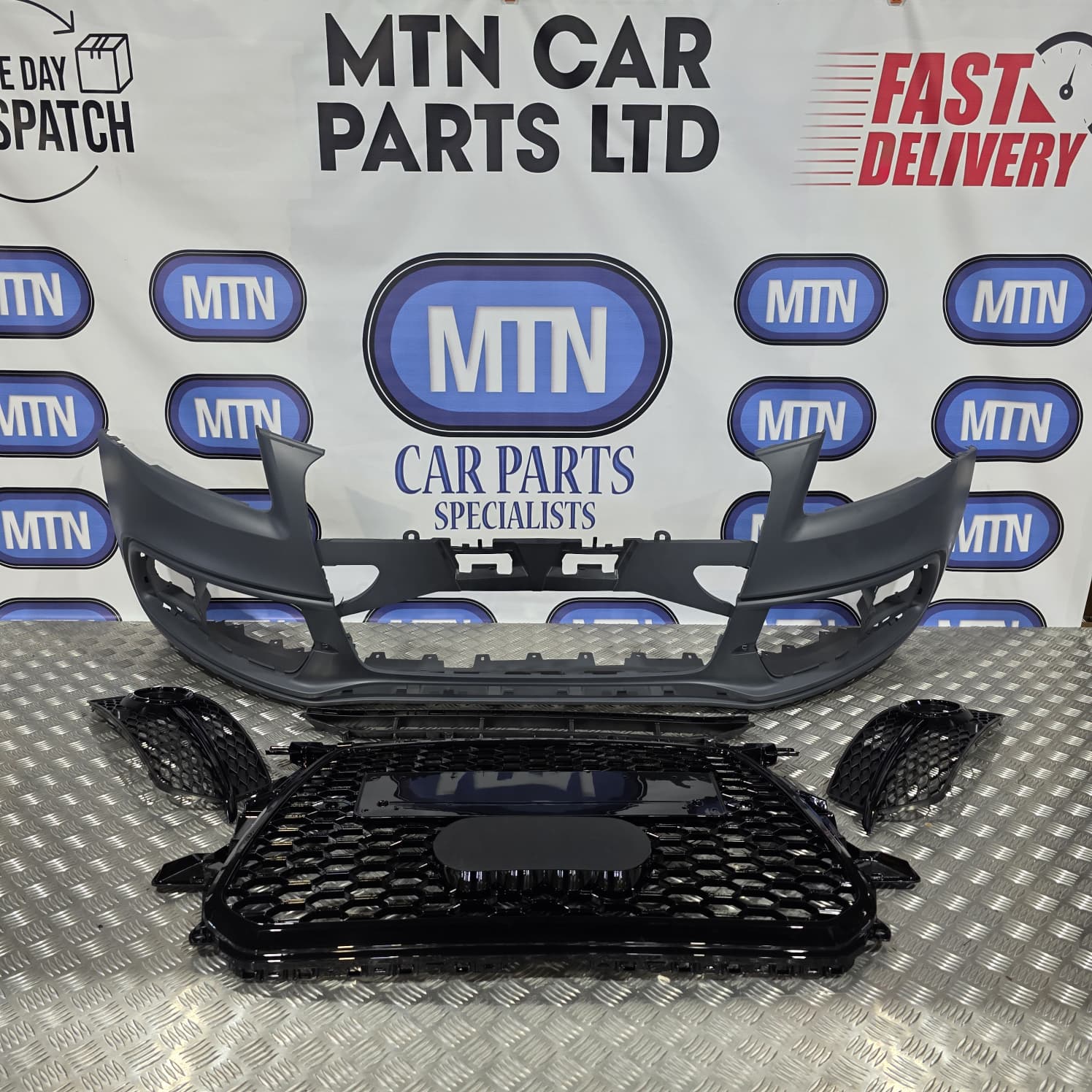 Front Bumper For Audi Q5 / SQ5 2013-2016 Prefacelift S Line with Honeycomb Grill