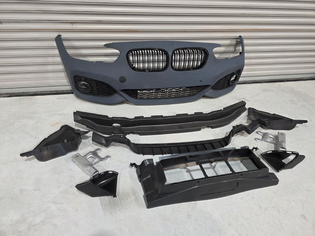 FULL FRONT BUMPER M-SPORT STYLE GLOSS BLACK TRIM FOR BMW 1 SERIES F20 LCI