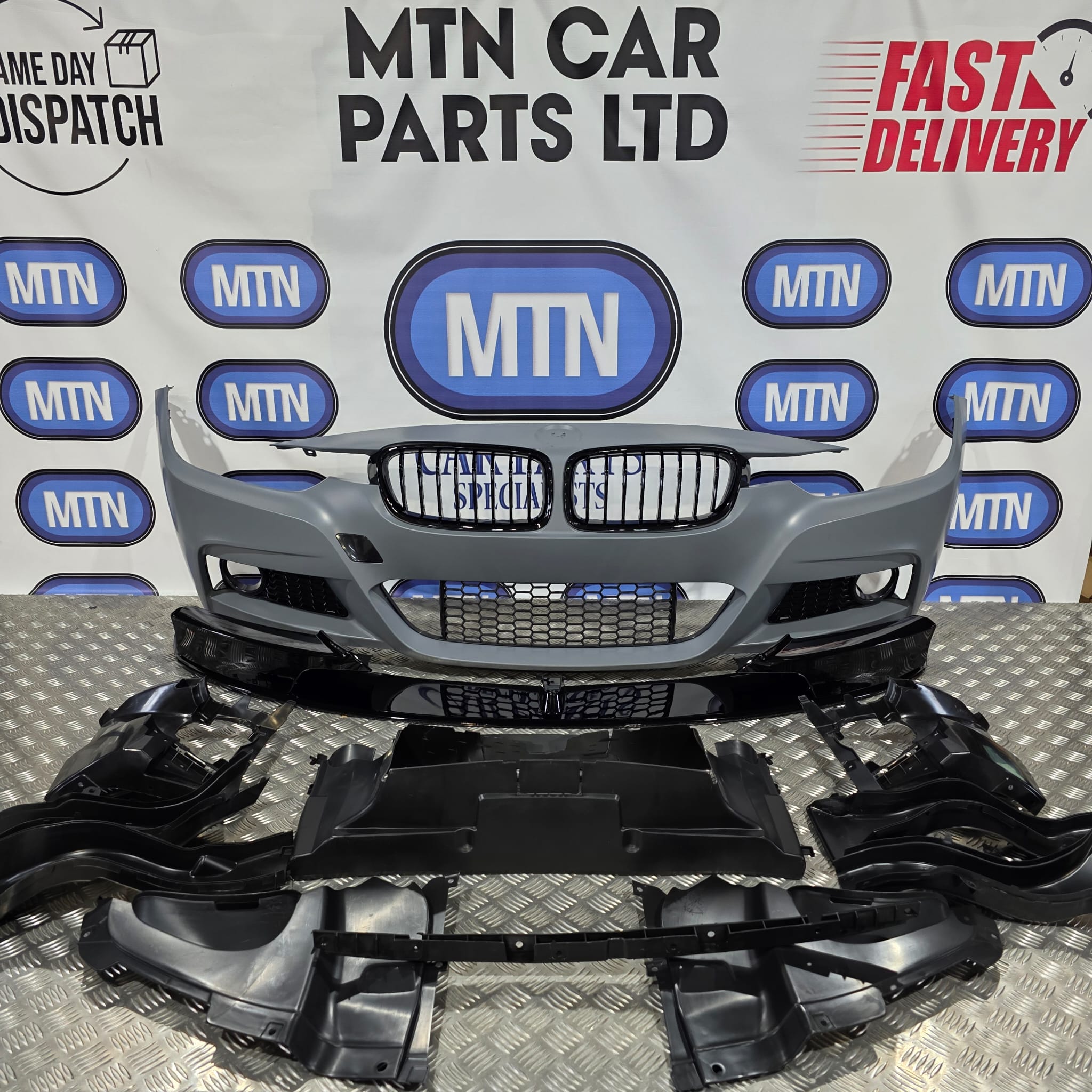 Front Bumper For BMW 3 Series 11-19 F30 F31 M Sport Splitter Kidney Grill Fogs