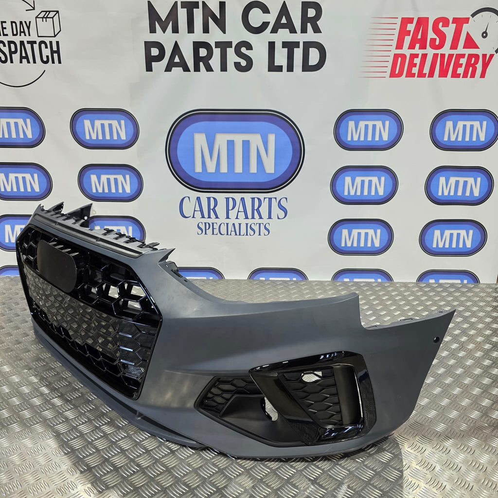 Complete Front Bumper – Audi A4 / S4 B9.5 Facelift S-Line Gloss Black (2020–2024)