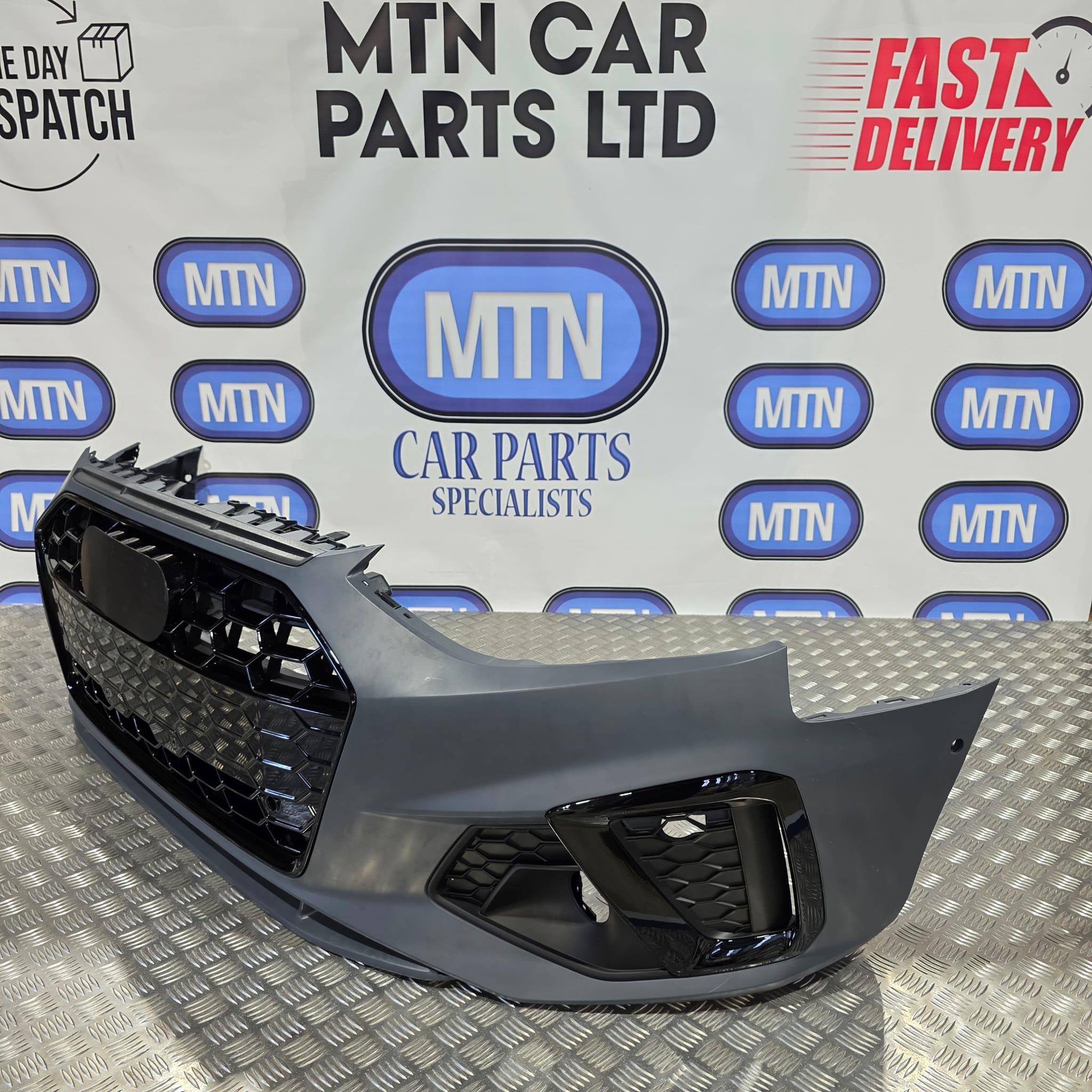 Complete Front Bumper – Audi A4 / S4 B9.5 Facelift S-Line Gloss Black (2020–2024)