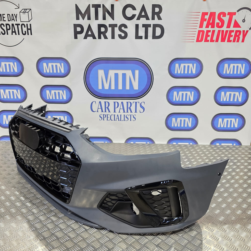 Complete Front Bumper – Audi A4 / S4 B9.5 Facelift S-Line Gloss Black (2020–2024)