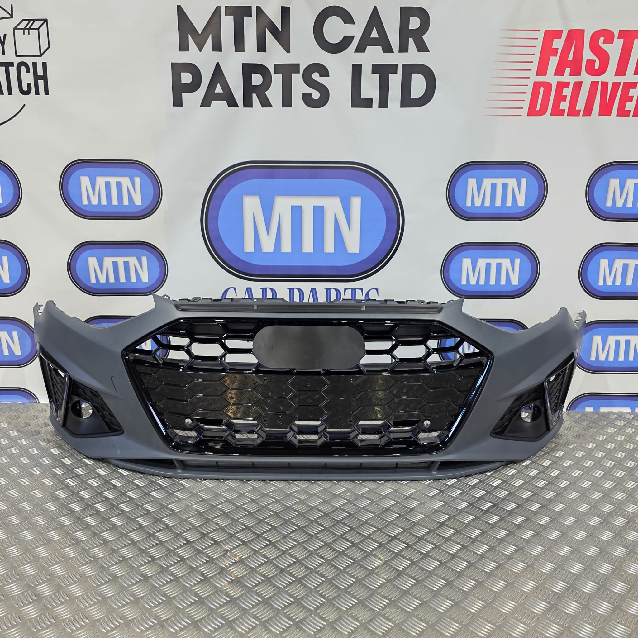 Complete Front Bumper – Audi A4 / S4 B9.5 Facelift S-Line Gloss Black (2020–2024)