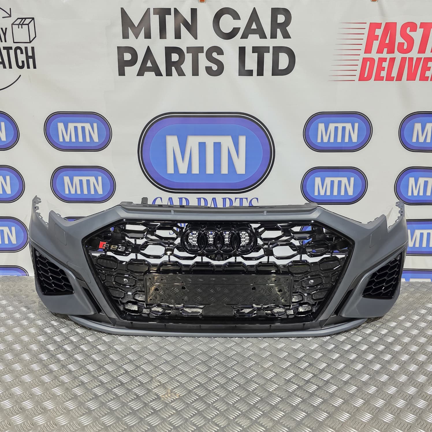 New Complete Front Bumper for Audi A3 / S3 8Y 2020 - 2024 S-Line Honeycomb Grill
