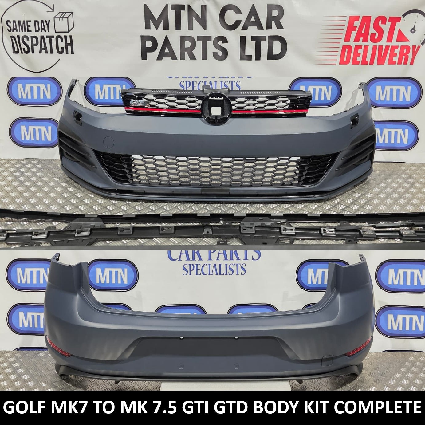 COMPLETE CONVERSION KIT FOR VW Golf MK 7 TO MK7.5 GTI FRONT AND REAR BUMPERS, GRILLE, FOGLIGHTS