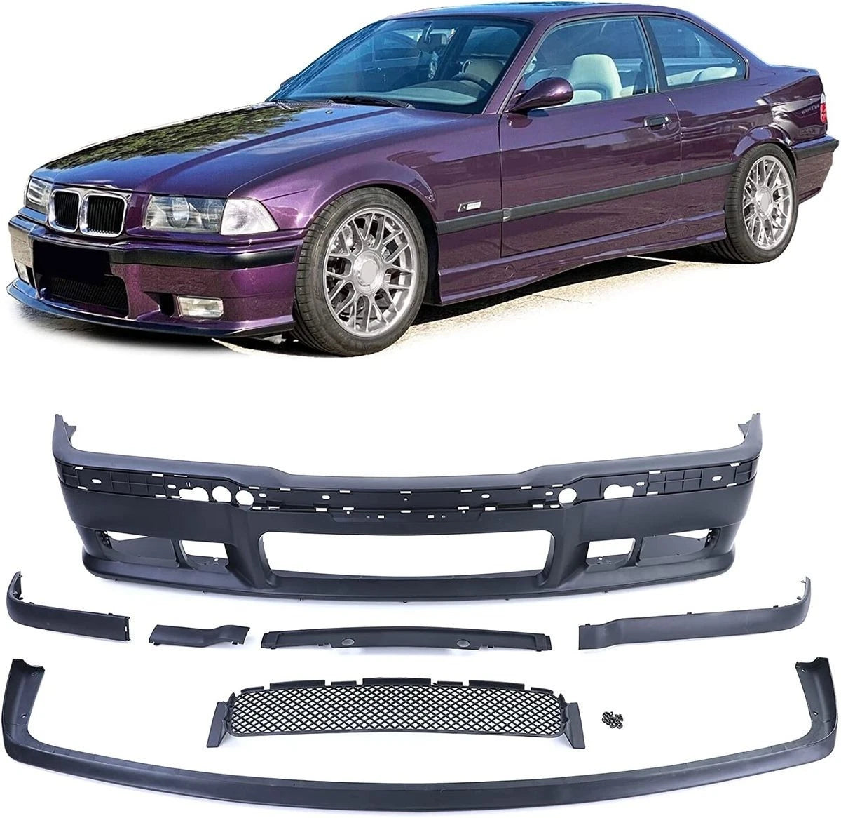 Front Bumper For BMW 3 Series E36 M3 Complete Bumper Splitter 2dr 4dr coupe