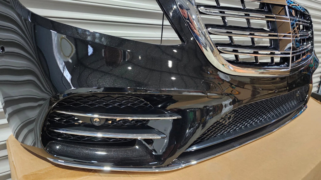FRONT BUMPER FOR MERCEDES S CLASS W222 18-23 AMG LINE OBSIDIAN BLACK C197