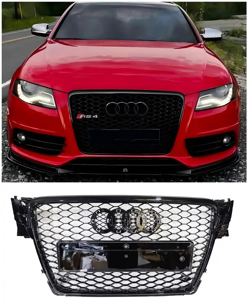 Honeycomb Grill for Audi A4 / S4 B8 2008-2012 Prefacelift Grille Gloss Black