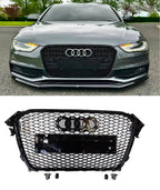 Honeycomb Grill for Audi A4 / S4 B8.5 2012-2015 Facelift Grille Gloss Black