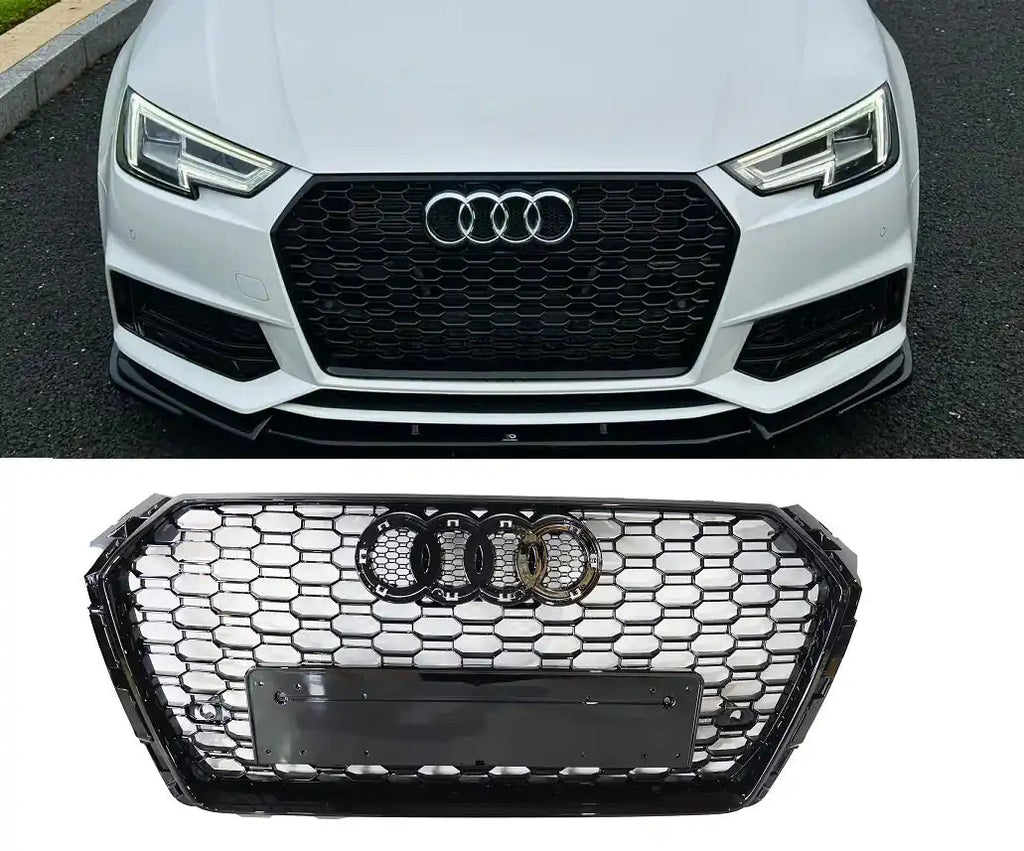 Honeycomb Grill for Audi A4 / S4 B9 2016-2019 Prefacelift Grille Gloss Black OEM STYLE