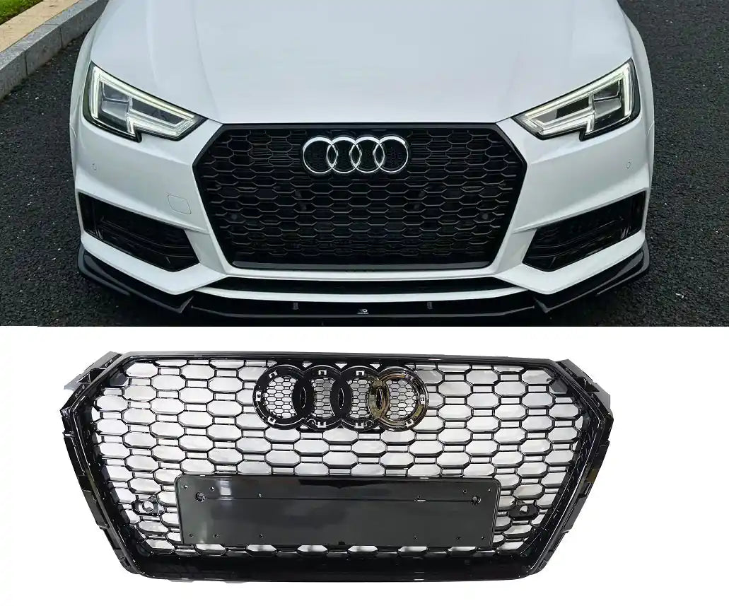 Honeycomb Grill for Audi A4 / S4 B9 2016-2019 Prefacelift Grille Gloss Black OEM STYLE