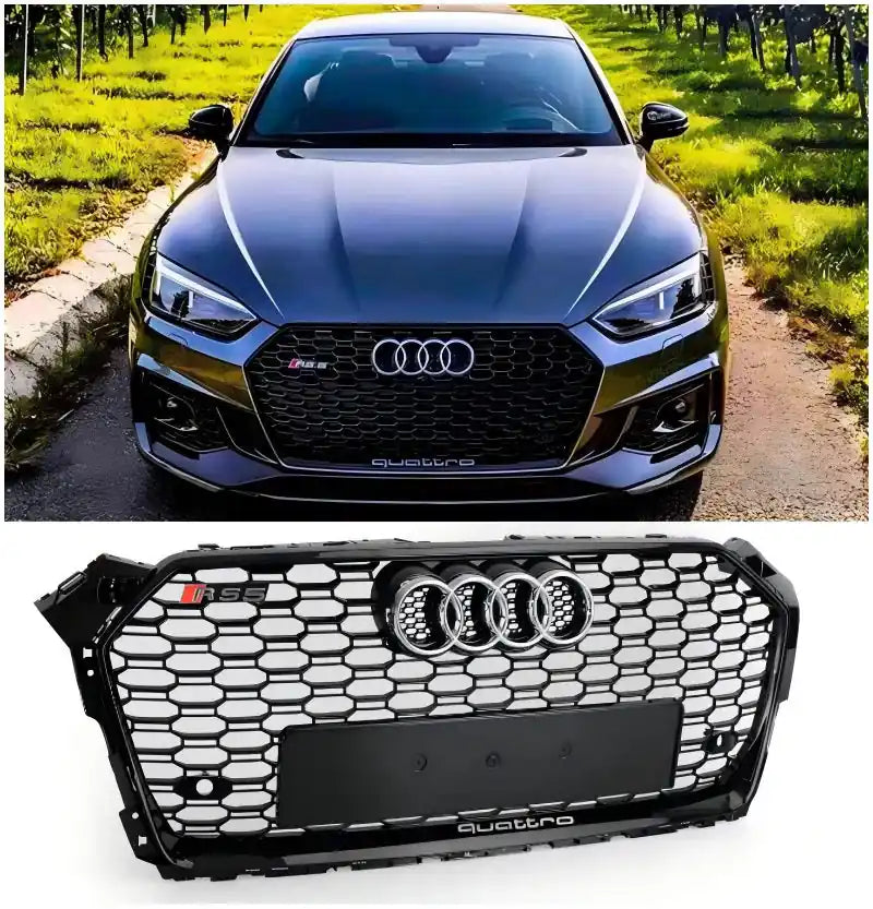Honeycomb Grill for Audi A5 / S5 B9 2016-2019 Prefacelift Grille Gloss Black